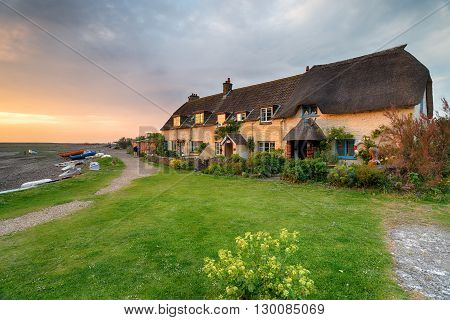 Pretty Cottages at Porlock Weir on Exmoor in Somerset
