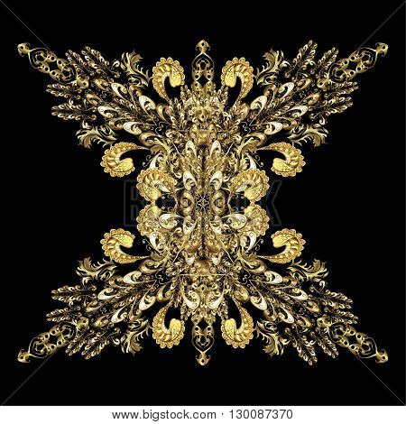 Abstract golden ornament. Oriental vector pattern with arabesque and floral elements.