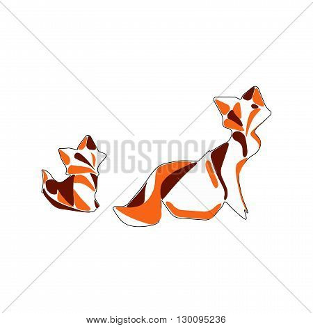 The fox and the fox in the polygonal style. EPS 10. Vector