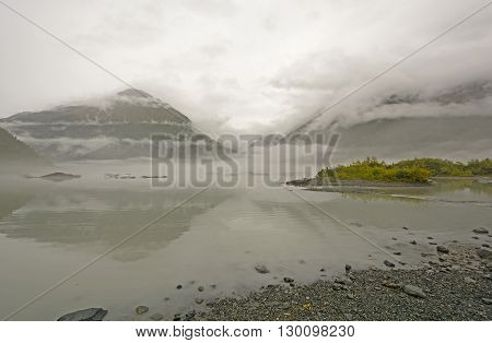 Fog and Mist on a Calm Day on Valdez Lake in Valdez Alaska