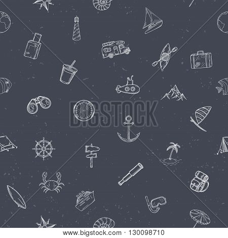 Nautical seamless pattern. Hand drawn vector illustration.