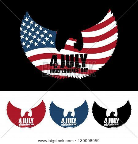 Independence Day America. Symbol Of Ountrys Eagle With Wings And Usa Flag. National Patriotic July 4