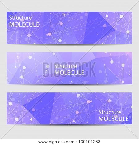 Abstract Geometric Banners Molecule And Communication. Science And Technology Design, Structure Dna,