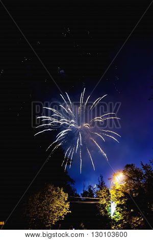 Fireworks in Odintsovo town (Moscow region). Victory day May 9 2016. Russia.