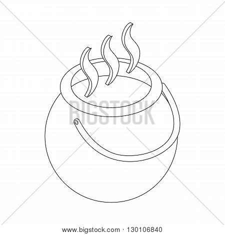 Witch cauldron with potion icon in isometric 3d style on a white background