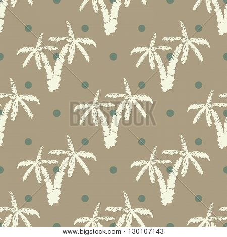 Seamless Pattern Background With Hand Drawn Palm Trees, Summer Semless, Background, Vector Illustrat