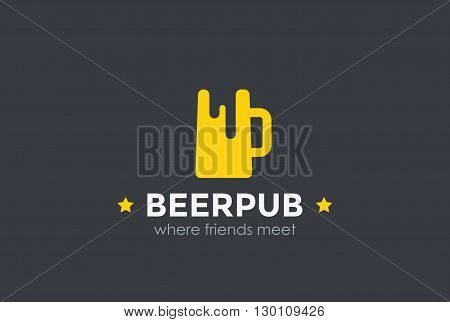 Beer Mug Silhouette Bar Pub Logo design vector Logotype icon