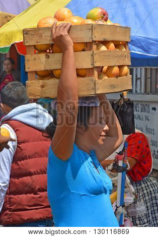 CHICHICASTENANGO GUSTEMALA APRIL 29 2016: Portrait of a Mayan woman. The Mayan people still make up a majority of the population in Guatemala,