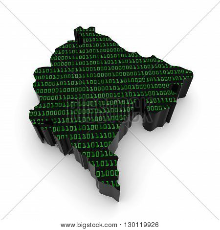 Montenegrin Technology Industry Concept Image - 3D Illustration Map Outline Of Montenegro With Green