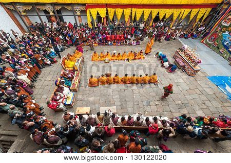Tsechu Festival At Jakar Dzong, Bhutan