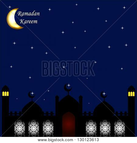 Ramadan kareem background with mosque. Vector illustration