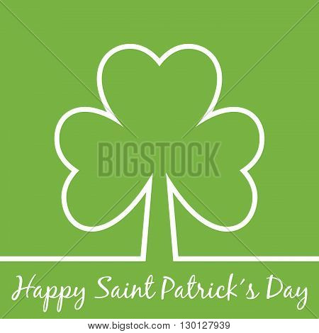Happy Saint Patrick´s day minimal card with white shamrock outline