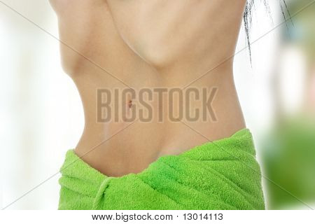 Břicho krásná mladá žena s anorexií