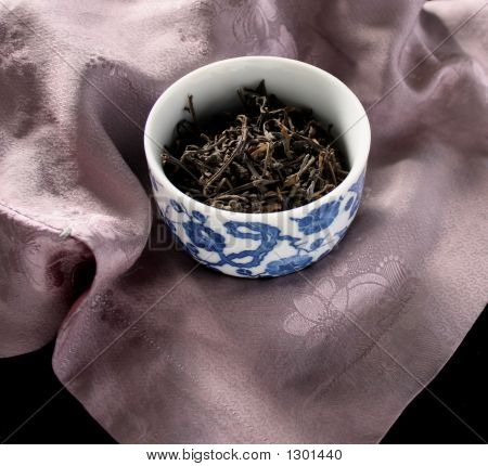Kopje thee op lavendel zijde