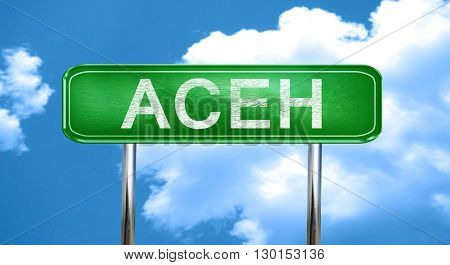 Aceh vintage green road sign with highlights
