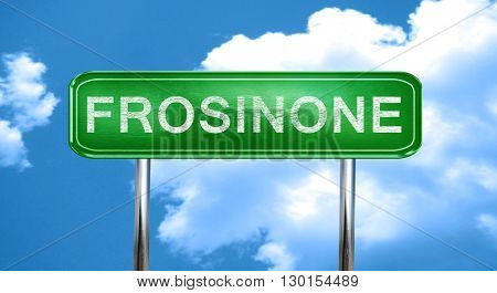 Frosinone vintage green road sign with highlights
