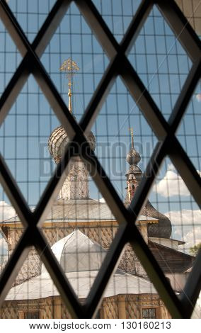 Rostov the Great in spring view to the kremlin Odigitria Church. The Golden Ring of Russia