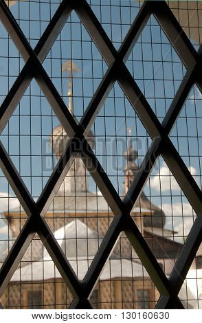Rostov the Great in spring view to the kremlin Odigitria Church. The Golden Ring of Russia