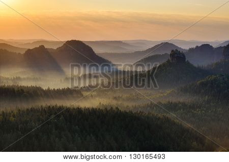 Kleiner Winterberg Silhouettes, Saxon Switzerland, Germany
