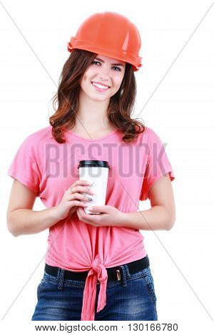woman dressed in clothing of the builder