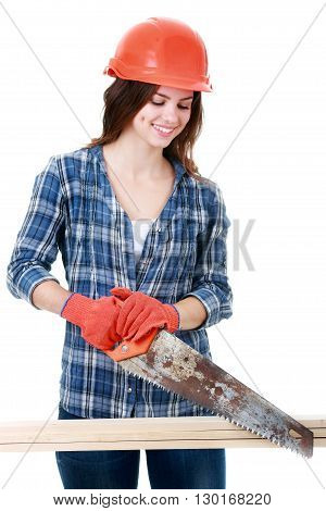 woman dressed in clothing of the builder
