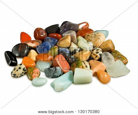 Isolated image of different stones close up