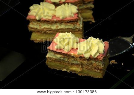 Fresh Made Tompouce Multilayered Pastry In Belgium And The Netherlands