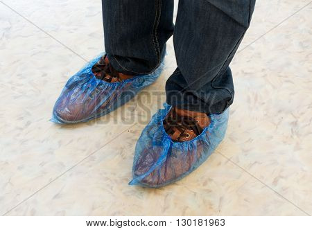 Blue Hygienic Shoe Cover for Male Feet