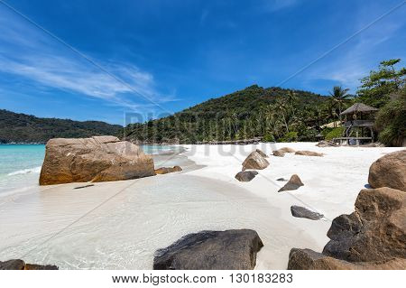 Boulders on tropical beach in Malaysia, Pulau Redang