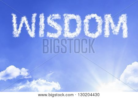 Wisdom cloud word with a blue sky