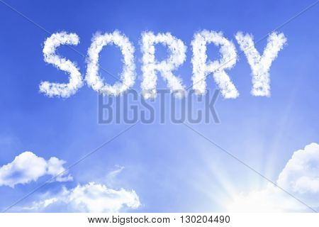 Sorry cloud word with a blue sky