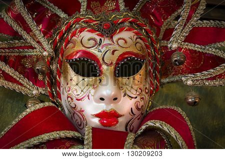 red carnival mask, coloful costume for canival festival