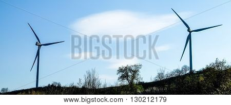 Windmill, electric energy generation, near Salerno. Italy