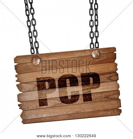 pcp, 3D rendering, wooden board on a grunge chain
