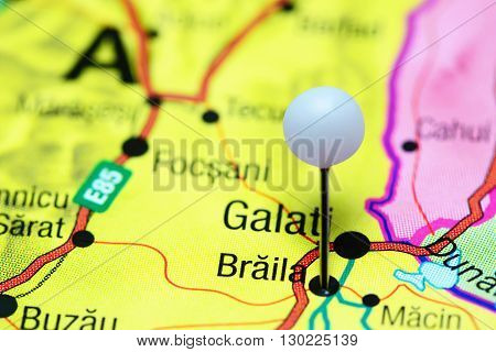 Braila pinned on a map of Romania