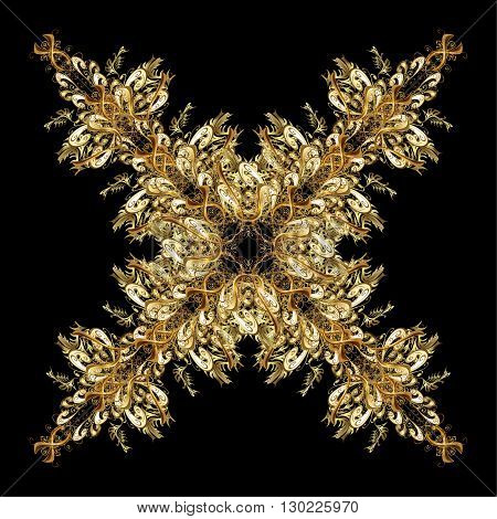 vector illustration texture with golden elements on black background