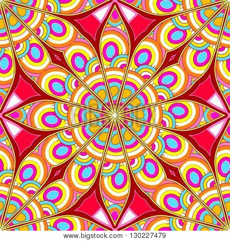 Bright seamless abstract pattern mandala. Vector design template for art.