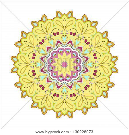 Bright abstract pattern mandala. Vector design template for art.