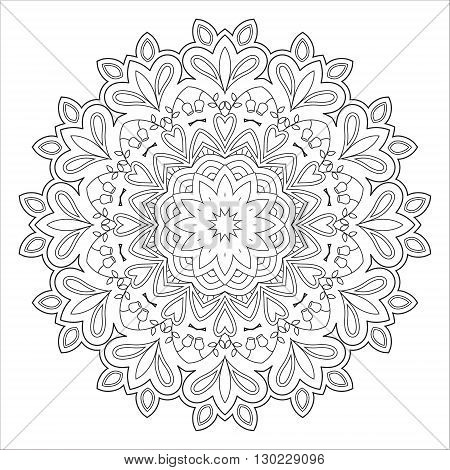 Black and white abstract pattern, mandala. Vector design template for art.