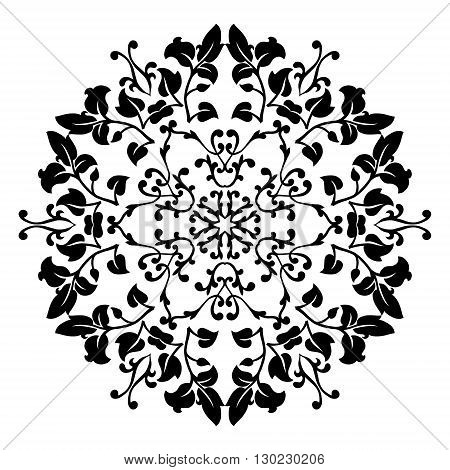 Black and white abstract pattern, mandala. Vector design template for art.