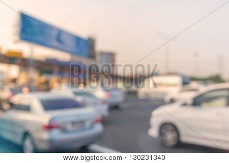 Blurry Of Car In Toll Collecting On The Expressway In Bangkok Thailand