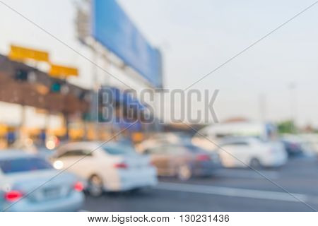 Blurry Of Car In Toll Collecting On The Expressway In Bangkok Thailand