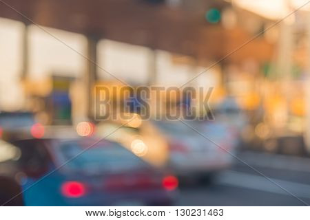 Blurry Of Car In Toll Collecting On The Expressway In Bangkok Thailand