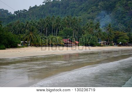 Tioman Island/Malaysia - September 2012: Juara beach resort on the Juara beach, Tioman Island, Malaysia.