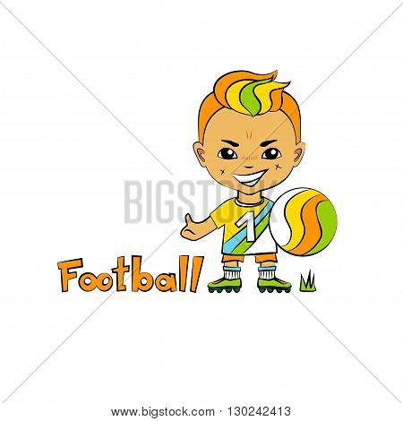 Vector cartoon boy football-player in chibi style