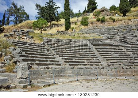 Amphitheater in Ancient Greek archaeological site of Delphi,Central Greece