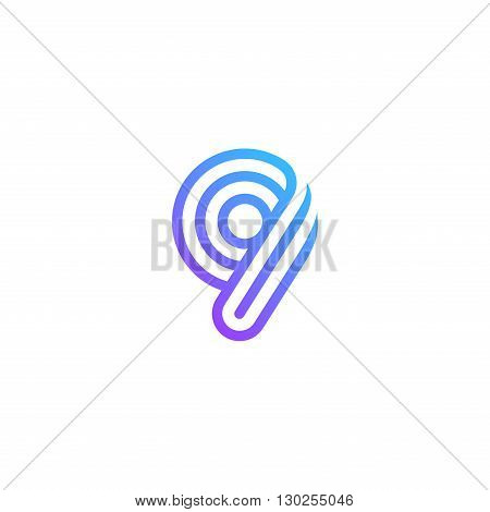 Number 9 Logo design vector template. Font Lines Logotype