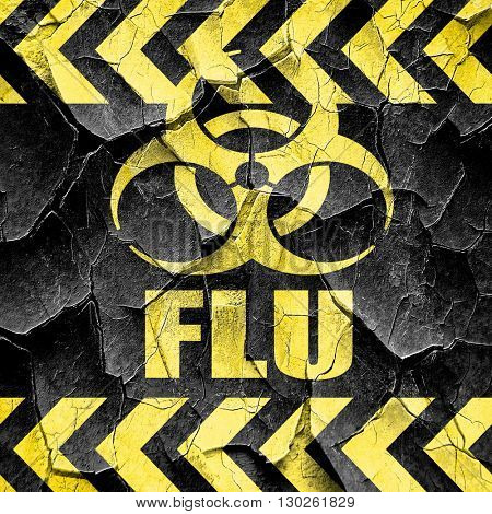 Influenza virus concept background, black and yellow rough hazar
