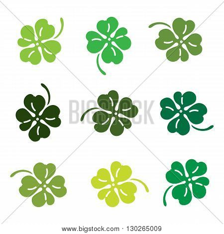 Clover 4 leaves colorfull icon set. Vector illustration.