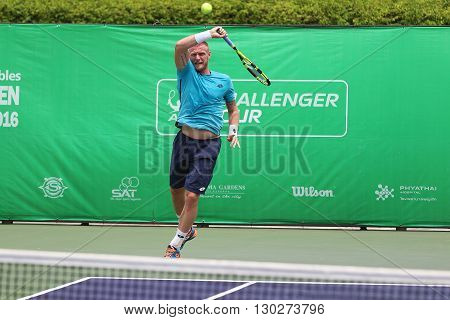 Bangkok Thailand - May 17 2016: Sam Groth is an Australian professional tennis player. KPN Renewables Bangkok Open 2016 at Rama Gardens Hotel.